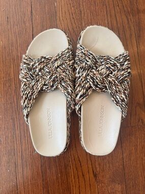 Ulla Johnson Braided Rope Slide Sandals in Beige, Brown, Black size 39